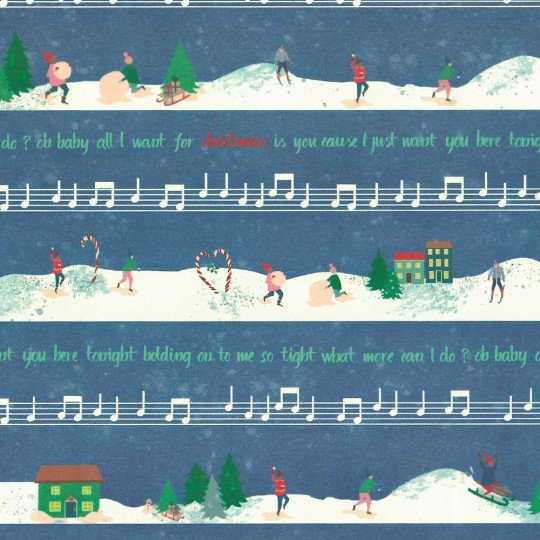 Snowy Christmas Music Christmas Print Paper ~ Tassotti Italy